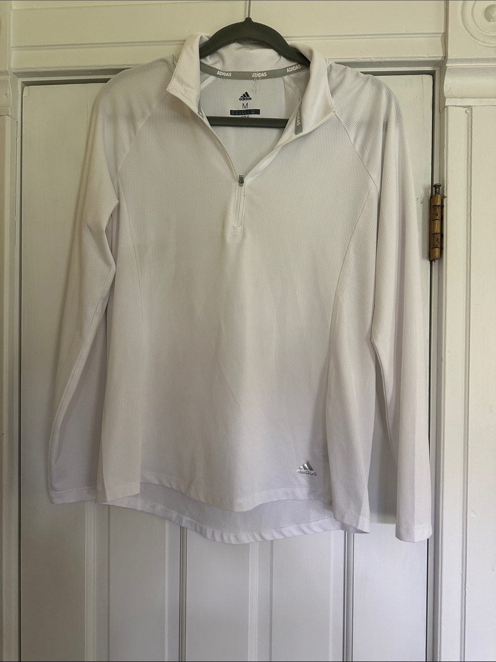 adidas White Women’s Quarter-Zip Long Sleeve Pullover